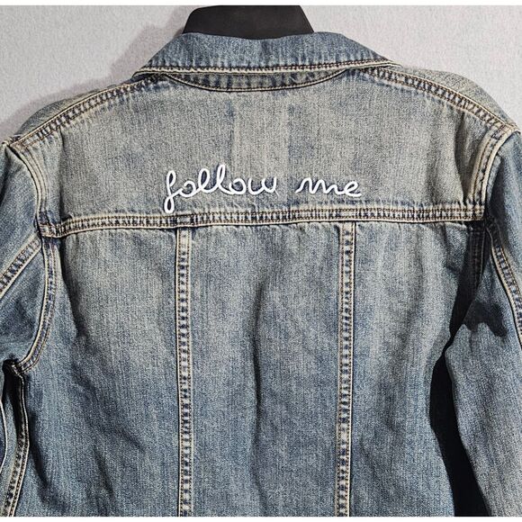 Avec Les Filles S Follow Me Jean Jacket Long Line Aged Denim Boho - Picture 2 of 9